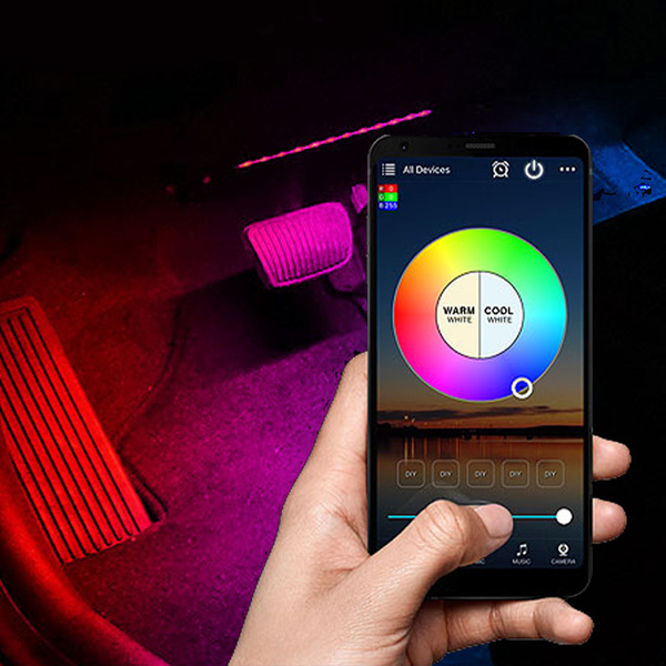 자동차 풋등 엠비언트 라이트 앰비언트 무드등 무선 블루투스 12V RGB